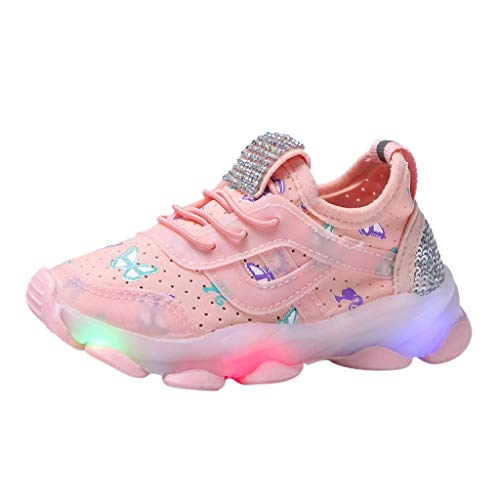 vejtmcc Leuchtende Schuhe für Mädchen Kleinkind Led Walking Sneaker Mädchen Turnschuhe Kinder Kinder Baby Baby Freizeitschuhe Sneaker Kunstleder Damen (Z1-Pink, 15-18 Months) von vejtmcc