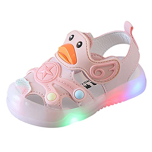 vejtmcc Licht auf LED Babyschuhe Kinderschuhe Sandalen mit weichen Sohlen Kinder Strandschuhe Sandale Casual Cartoon Duck Schuhe Baby Kleinkind (Pink, 22 Toddler) von vejtmcc