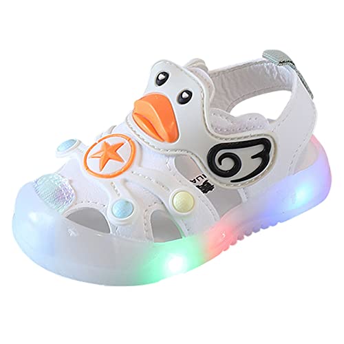 vejtmcc Licht auf LED Babyschuhe Kinderschuhe Sandalen mit weichen Sohlen Kinder Strandschuhe Sandale Casual Cartoon Duck Schuhe Baby Kleinkind (White, 23 Toddler) von vejtmcc