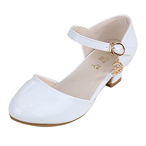 vejtmcc Mädchenschuhe Kleine Lederschuhe Einzelschuhe Kinder Tanzschuhe Mädchen Performance Schuhe Damen Keilabsatz Pumps (White, 31.5 Little Child) von vejtmcc