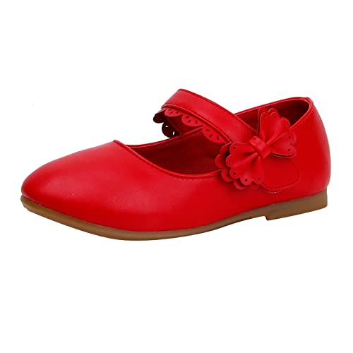 vejtmcc Mädchenschuhe Kleine Lederschuhe Einzelschuhe Tanzschuhe Mädchen Performance Schuhe Turnschuhe Jungs 36 (Red, 32 Big Kids) von vejtmcc