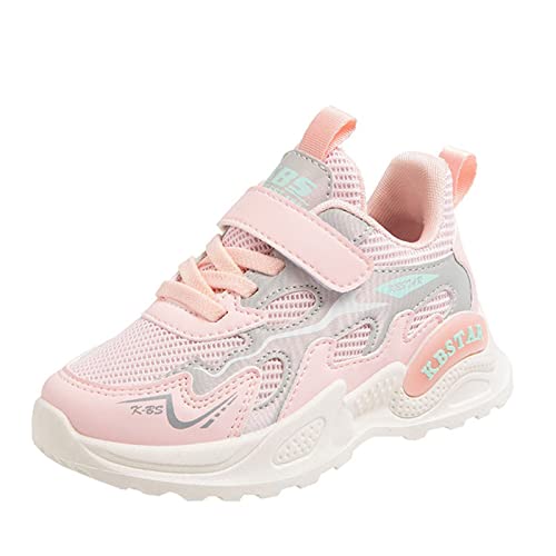 vejtmcc Mode für alle Jahreszeiten, Kinder, Sport, Mädchen, flach, leicht, Mesh, atmungsaktiv und bequem, solide Schnürung mit Hakenschlaufe, lässiger Stil Kinderschuhe 26 (Pink, 27 Toddler) von vejtmcc