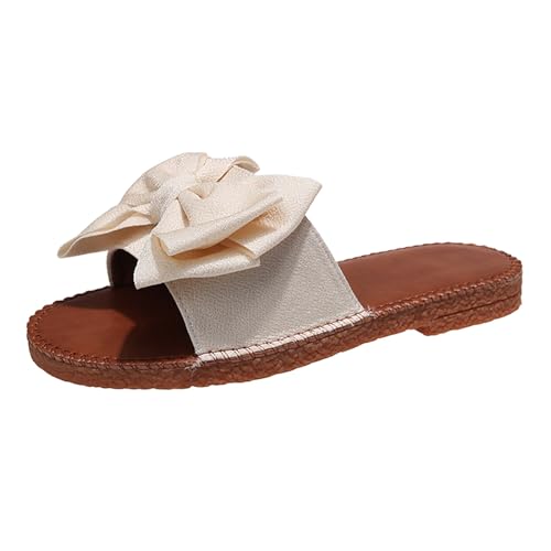 vejtmcc Pantoletten Damen Freizeit Plateau Sandalen Sommer Keilabsatz Leder Hausschuhe | Rutschfeste Strand Bequeme Sandaletten | Frauen Elegant Sommerschuhe Sandaletten Schicke Sommersandaletten von vejtmcc