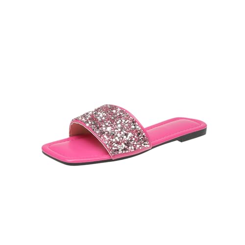 vejtmcc Pantoletten Damen Sommer Bequem Weich Sandalen Mit Strass Perlen Schlappen Cozy Slides Clogs OrthopäDische Hausschuhe Mode Plateau Sandalen, Sandale Rutschfeste Badelatschen Flip Flops von vejtmcc