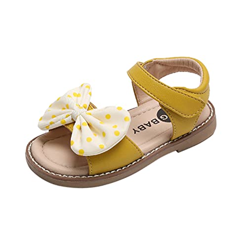 vejtmcc Prinzessin Soft-Soled Kinder Kinder Dot Schuhe Sandalen Mädchen Strand mit rutschfesten Mädchen Damenschuhe Größe 35 (Yellow, 28.5 Little Kid) von vejtmcc