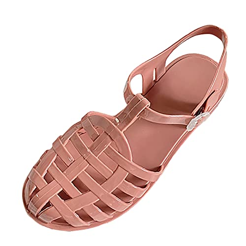 vejtmcc Riemchensandalen Damen Bequeme RöMersandalen, Atmungsaktiv Pantoletten Keilsandalen, Freizeit Mode Outdoor Flache Flip Flops Cute LäSsige Blumen Flache Hohl Sandaletten Offene Flache Schuhe von vejtmcc