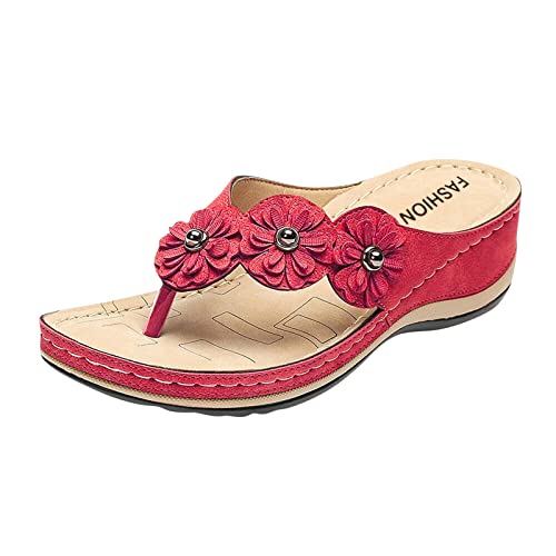 vejtmcc Riemchensandalen Damen Sommer BöHmische Strand Schuhe, Leichte Bequeme Pantoletten Retro Pantoletten Abendschuhe Freizeitschuhe | Pantolette Hausschuhe Rutschfest Sommerschuhe Hausschuhe von vejtmcc