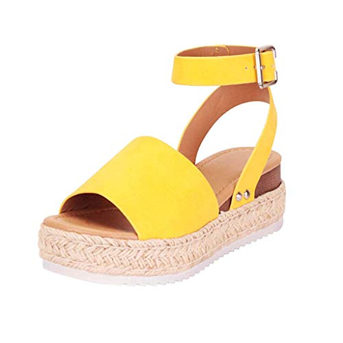 vejtmcc Sandalen Damen Elegant Plateau Wedges Sandaletten Keilabsatz Sommerschuhe Sommer Pumps Frauen Schuhe Outdoor Plateau Frauen Keilsandalen Sandaletten Sommer Schuhe Riemchensandalen von vejtmcc