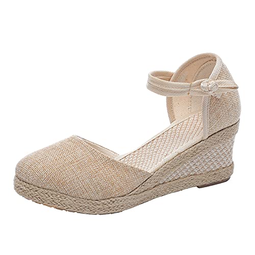 vejtmcc Sandalen Damen Espadrilles Plateau Wedges Rosa Sandaletten Mit Geschlossene, Keilabsatz Sommerschuhe Sommer Pumps Frauen Schuhe - Sexy Sandalen Sandaletten Slide Sandal Sandalen Damen von vejtmcc