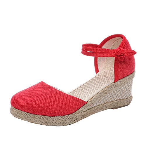 vejtmcc Sandalen Damen Espadrilles Plateau Wedges Rosa Sandaletten Mit Geschlossene, Keilabsatz Sommerschuhe Sommer Pumps Frauen Schuhe - Sexy Sandalen Sandaletten Slide Sandal Sandalen Damen von vejtmcc