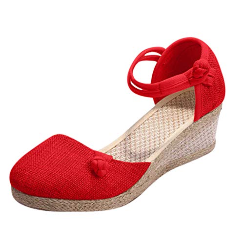 vejtmcc Sandalen Damen Espadrilles Plateau Wedges Sandaletten Mit Geschlossene Elegant Keilsandalen | Leicht Sommer Strandsandalen | Vintage & Klassisch Strandschuhe Bequeme Plateau Sandalen von vejtmcc