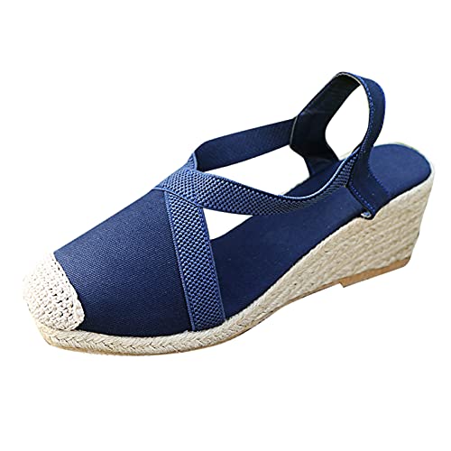 vejtmcc Sandalen Damen Espadrilles Plateau Wedges Sandaletten Mit Geschlossene Keilabsatz Sommerschuhe, Sommer Pumps Frauen Schuhe Vintage, Wandersandalen Leicht, Riemchensandalen Damensandalen von vejtmcc