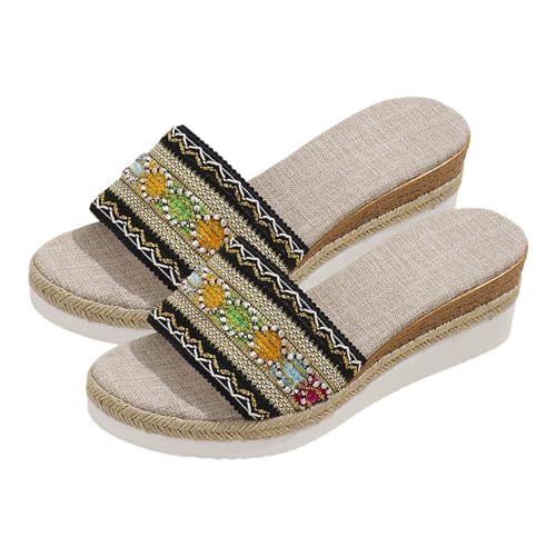 vejtmcc Sandalen Damen Plateau Keilabsatz Frauen Keilsandalen Sandaletten Sommer Schuhe Hausschuhe Elegant Pantoletten, Open Toe Summer Keilsandalen, Keilabsatz Sommerschuhe Modische Sandalen von vejtmcc