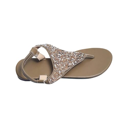 vejtmcc Sandalen Damen Sommer Flip Flops Bohemian Flach Zehentrenner Mit Strass Casual Boho Pantoletten Sandalen OrthopäDische - Sandaletten Sexy Leichte Zehentrenner Damensandalen von vejtmcc