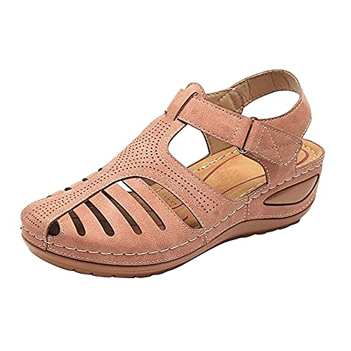 vejtmcc Sandalen Damen Sommer Keilabsatz Pantoletten Flach Geschlossene Slingback Wedges Sandaletten Halbschuhe Vintage, Frauen Schuhe Outdoor Sandalen Wanderschuhe FüR Sport Strand Schwarz von vejtmcc