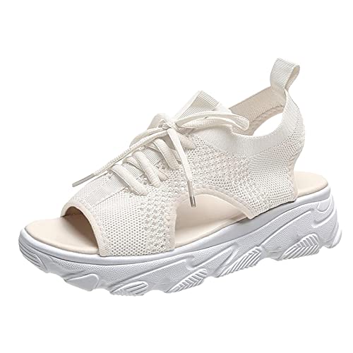 vejtmcc Sandalen Damen Sommer Slide Sport & Mesh Sandalen Mit Weiche Fussbett Bequem Waschbare Slingback OrthopäDische Outdoor Wassersandalen Casual Strick Sandalen Plateau Sandalen Damensandalen von vejtmcc