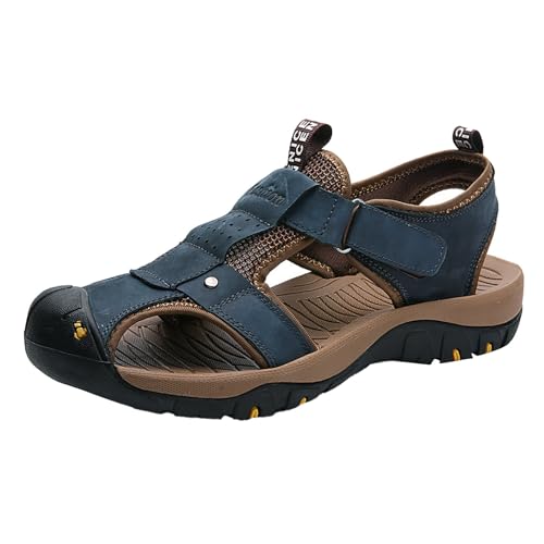 vejtmcc Sandalen Herren Trekkingsandalen Closed Toe Outdoor Leder Wanderschuhe Atmungsaktive Sneaker Sandale, Strand, Wasser Fischer Wandersandale, Geschlossene Sandalen OrthopäDische Sandalen von vejtmcc