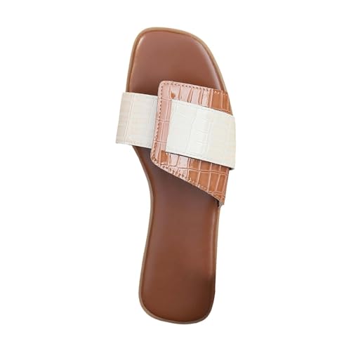 vejtmcc Sandalen Im Griechischen Stil, Klassisch Flache Ledersandalen Mit Offenen Zehen, Slip On Strap Slide Sandalen Outdoor & Strand Flip Flops, Hochwertige Sommerschuhe Weich Hausschuhe von vejtmcc