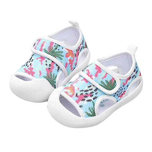 vejtmcc Sommer-Säuglingskleinkind-Mädchen-Schuhe Sandalen mit flachem Boden, nicht slio, halboffene Spitze, atmungsaktive, weiche Schuhe Kinder Hausschuhe Sommer (Hot Pink, 22 Infant) von vejtmcc