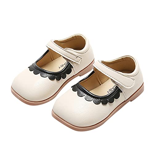 vejtmcc Sommer- und Herbststiefel für Mädchen, niedlich, flach, einfarbig, Spitze, Hakenschlaufe, lässig, bequem Schneestiefel 32 (Beige, 23) von vejtmcc