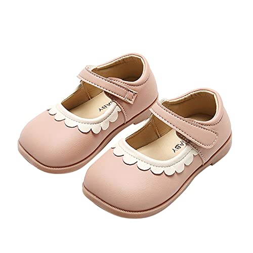 vejtmcc Sommer- und Herbststiefel für Mädchen, niedlich, flach, einfarbig, Spitze, Hakenschlaufe, lässig, bequem Schneestiefel 32 (Pink, 23) von vejtmcc