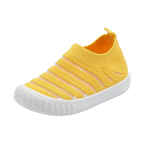 vejtmcc Sommer- und -Mädchen-Turnschuhe, die gewebtes Netz atmungsaktiv, bequem, flach, lässig, niedlich sind Bequeme Kleider Damen (Yellow, 23) von vejtmcc