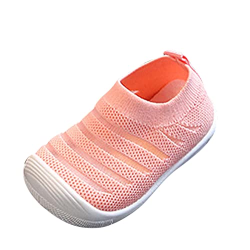 vejtmcc Sommer- und -süße Mädchen-Turnschuhe, die gewebtes Mesh-atmungsaktives, flaches, einfarbiges Slip-on-Bequem sind Hallenschuh Kind (Pink, 21 Infant) von vejtmcc