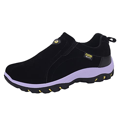 vejtmcc Wildleder Leder Sneaker Slip On Sportschuhe Outdoor Laufschuhe Atmungsaktiv Low Top Turnschuhe, Flache Freizeitschuhe Anti-Slip Fitness Lauf-Sport-Schuhe Leichtgewicht Walking Schuhe von vejtmcc