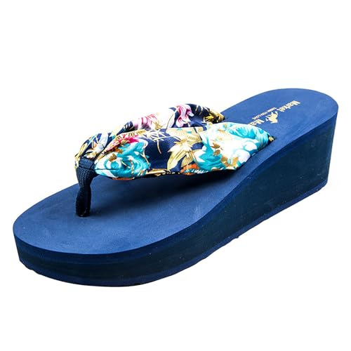 vejtmcc Zehentrenner Damen Bequem Flip Flops Sommer Pantoletten Plateau Pantoffeln Rutschfest Badelatschen Elegant Pantoletten BöHmischer-Stil Mit Weich Sandaletten Schicke Sommersandaletten von vejtmcc