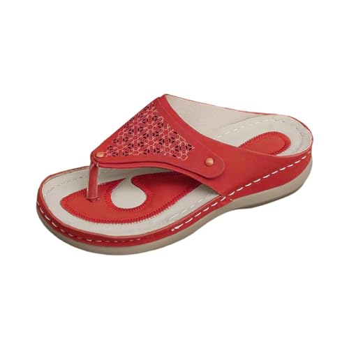 vejtmcc Zehentrenner Damen Bequem Flip Flops Sommer Pantoletten Plateau Pantoffeln Rutschfest Badelatschen Floralen Verzierungen, RöMersandalen Plateau Pantoffeln Freizeit Strandschuhe, Hausschuhe von vejtmcc