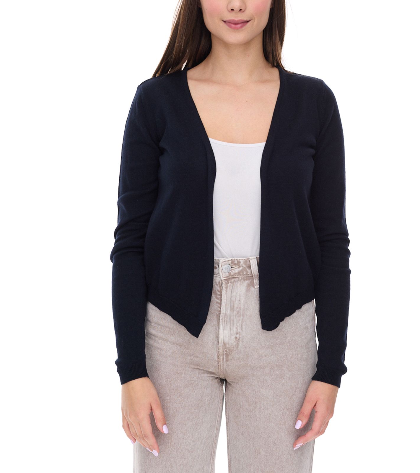 vestino Damen Bolero Strick-Jacke mit schmalen Rippbündchen Cardigan 901318 Navy vestino Damen Bolero Strick-Jacke mit schmalen Rippbündchen Cardigan 901318 Navy von vestino