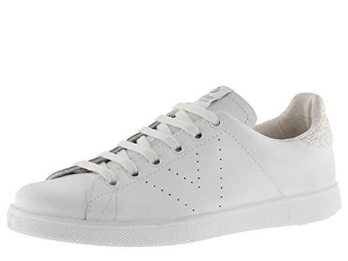 victoria Damen Low-top 1125104-WOMEN Low-TOP Tenis Leder & Ferse AUS Glitter & PERFORIERTES Logo Blanco 37 von victoria