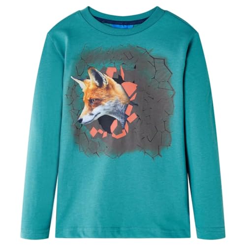 vidaXL Kinder-Langarmshirt Fuchs-Aufdruck Pullover Sweatshirt T-Shirt Dunkelblau 116 von vidaXL