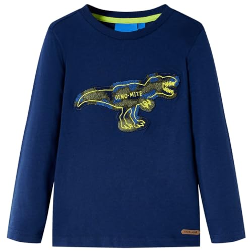 vidaXL Kinder-Langarmshirt mit Dinosaurier Pullover Sweatshirt T-Shirt Marineblau 104 von vidaXL