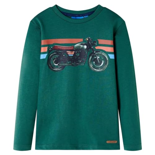 Kinder Langarmshirt mit Motorrad-Aufdruck Pullover Sweatshirt T-Shirt Grün 116 von vidaXL