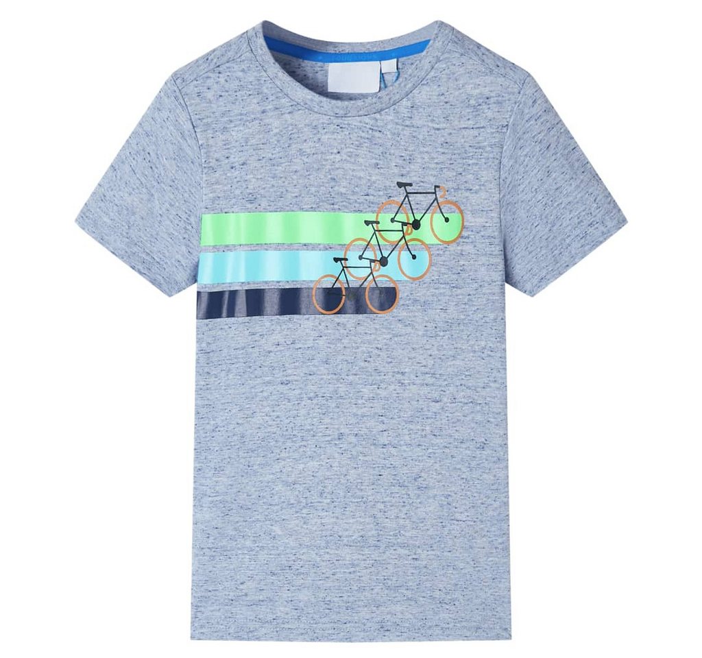 vidaXL T-Shirt Kinder-Kurzarmshirt Blau Melange 116 von vidaXL