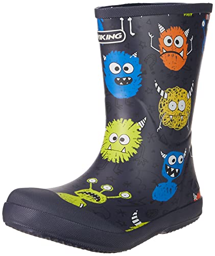 Viking Unisex Kinder Indie Print Gummistiefel, Navy Multi, 20 EU von Viking