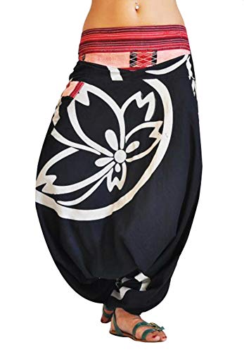 virblatt - Haremshose Herren | Baumwolle | Aladinhose Goa Hose Herren Pumphose Hippie Hose Herren Pluderhose Yoga Sommerhose Herren - Besonders L/XL schwarz von virblatt