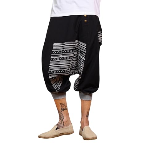 virblatt - Haremshose Herren kurz | 100% Baumwolle | Aladinhose Herren kurz Shorts Hippie Hose Goa Hose Kurze Haremshose - Sorgenfrei Weiss L-XL von virblatt