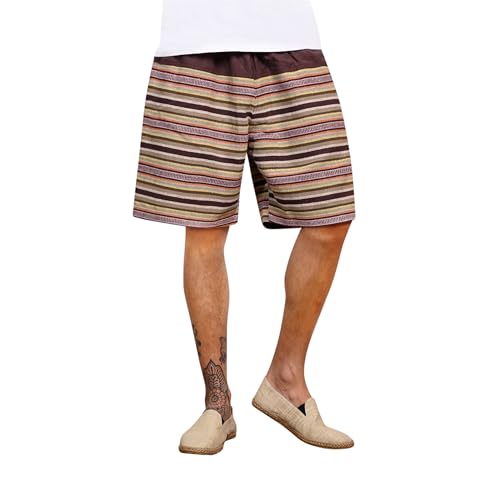 virblatt - Haremshose Herren kurz | Baumwolle | Kurze Hose Herren Sommerhose Herren Bermuda Shorts Herren Goa Hose Aladinhose kurz - Quintessenz S-M braun von virblatt