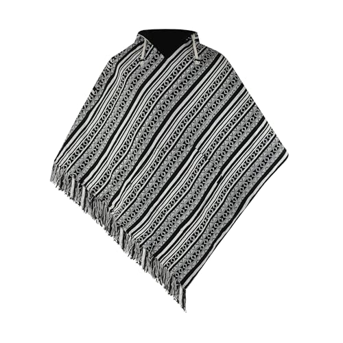 virblatt - Poncho Damen | Baumwolle | Outdoor Poncho Damen Winter | Wendefunktion | mexikanischer Poncho warm Herbest Rollstuhl Poncho - Abajo S-M schwarz von virblatt