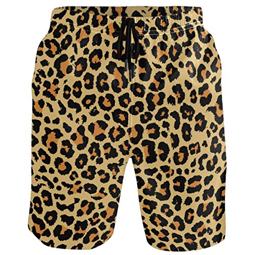 visesunny Herren Badehose Schwimmen Strand Surfen Board Shorts Bademode Quick Dry Mesh Futter Badeanzüge mit Taschen, Leopard Körnung 01, Medium von visesunny