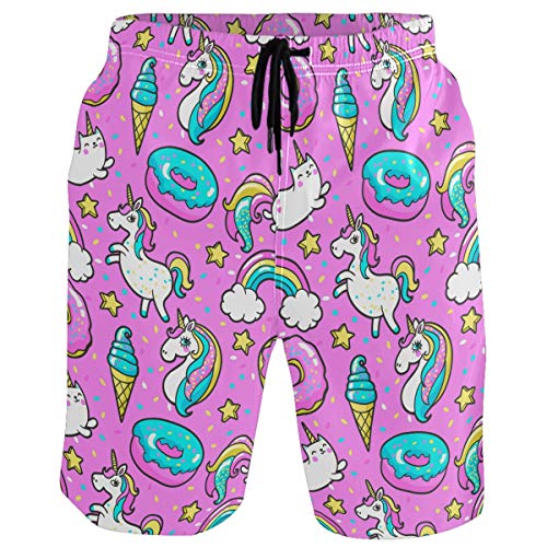 visesunny Herren Badehose Schwimmen Strand Surfen Board Shorts Bademode schnell trocknendes Netzfutter Badeanzüge mit Taschen, #Regenbogenstern, S von visesunny