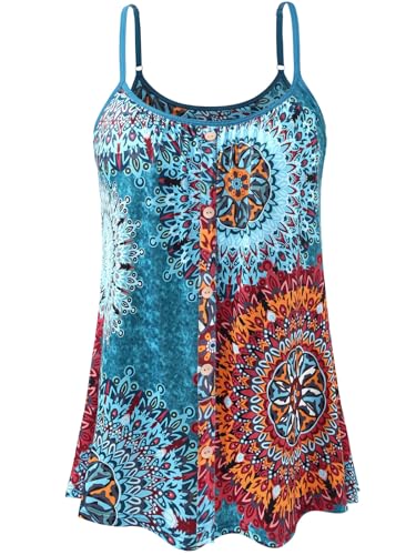 vislivin Top Damen Sommer mit Integriertem BH Spaghetti Tank Tops Loose Unterhemd Cami Oberteile Knopf Ärmellose Bluse Trägertops Blue Flower L vislivin Top Damen Sommer mit Integriertem BH Spaghetti Tank Tops Loose Unterhemd Cami Oberteile Knopf Ärmellose Bluse Trägertops Blue Flower L von vislivin