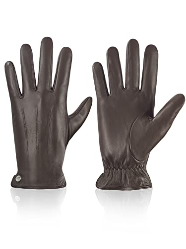 vislivin Winter Handschuhe Herren Leder Handschuhe Vollhand Touchscreen Handschuhe Wärme Leather Gloves Braun M von vislivin