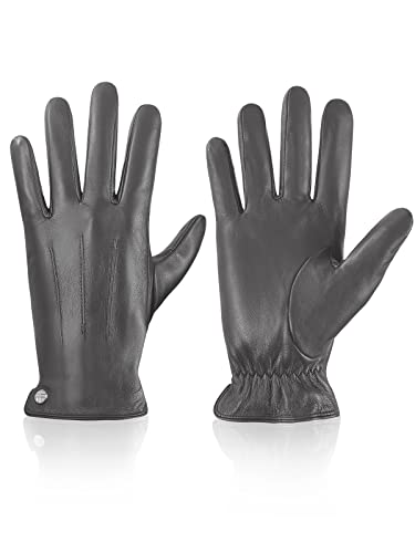 vislivin Winter Handschuhe Herren Leder Handschuhe Vollhand Touchscreen Handschuhe Wärme Leather Gloves Grau L von vislivin