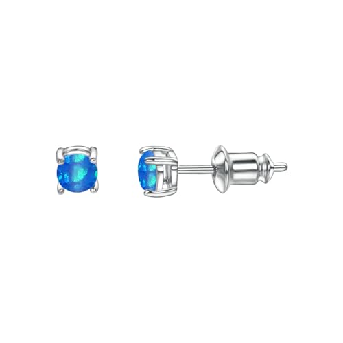 Vogem Blau Opal Ohrstecker Damen Kleine Feueropal Ohrstecker für Damen Mädchen Opal Minimalist Ohrstecker Hypoallergene Schmuck von VOGEM