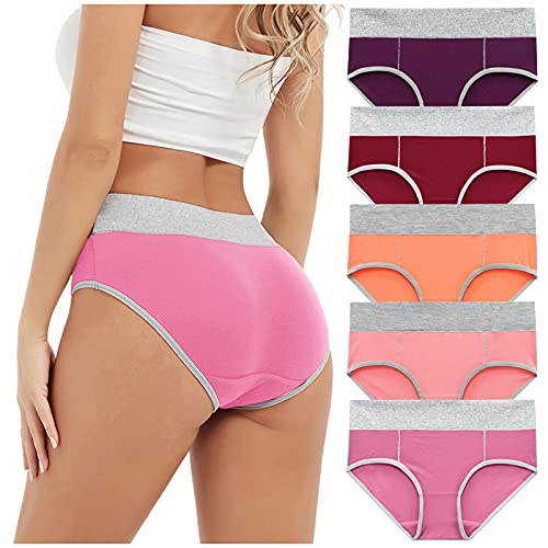 Vohiko 5er Pack Unterhosen Damen Unterwäsche Baumwolle Slips Hösschen Panties Atmungsaktive Dessous Taillenslip Seamless Sportunterhosen Mehrpack Nahtlos Baumwollunterhosen Dessous Frauen von Vohiko