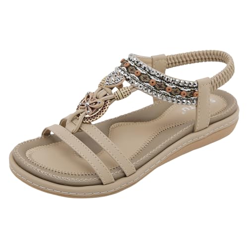 vohiko Flache Sandalen Damen Sommer Freizeit Zehentrenner mit Weiche Fußbett, Sandale Frauen Sandalette Bohemia Sandals mit Strass Perlen Casual Strand Schuhe Elegant Sommerschuhe Gr.37-42 vohiko Flache Sandalen Damen Sommer Freizeit Zehentrenner mit Weiche Fußbett, Sandale Frauen Sandalette Bohemia Sandals mit Strass Perlen Casual Strand Schuhe Elegant Sommerschuhe Gr.37-42 von vohiko