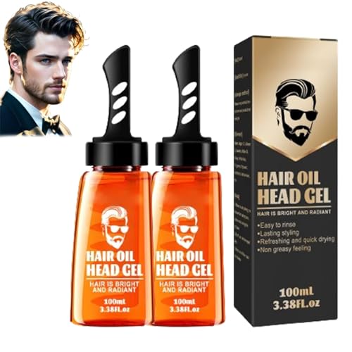 2PC Flowarmth Haaröl-Kamm, Herren-Haargel, One-Comb Shaping-Styling-Gelkamm, 2-in-1-Haarwachs Gel für Männer Mit Kamm, Langanhaltendes, Flauschiges Männer-Haarsalon-Stylinggel Mit Schnellem Aufbau von vokkrv